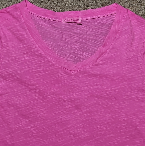 Fresh Produce V-Neck Slub Cotton T-Shirt Dress Size M Color Hot Pink - Picture 5 of 7